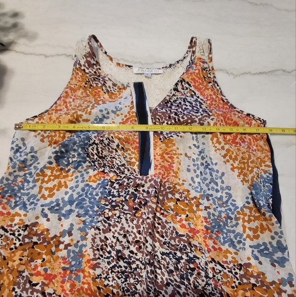 Joy Joy Lace Orange and Blue Striped Pebble Sleeveless Tank Top Size Small - Picture 6 of 10